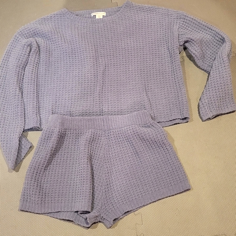 Waffleknit short lounge set